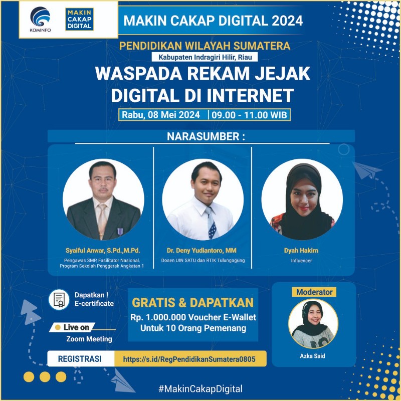 Waspadai Rekam Jejak Digital di Internet, Topik Webinar Kominfo di Indragiri Hilir