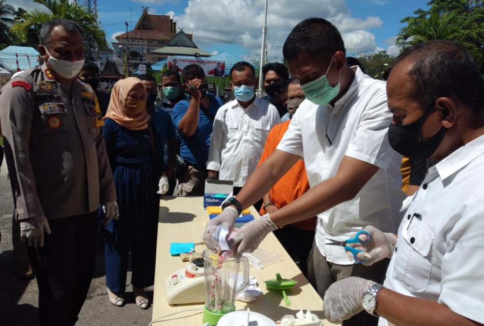 Polres Inhil Musnahkan Shabu dan Extacy Hasil Penindakan di Seberang Tembilahan