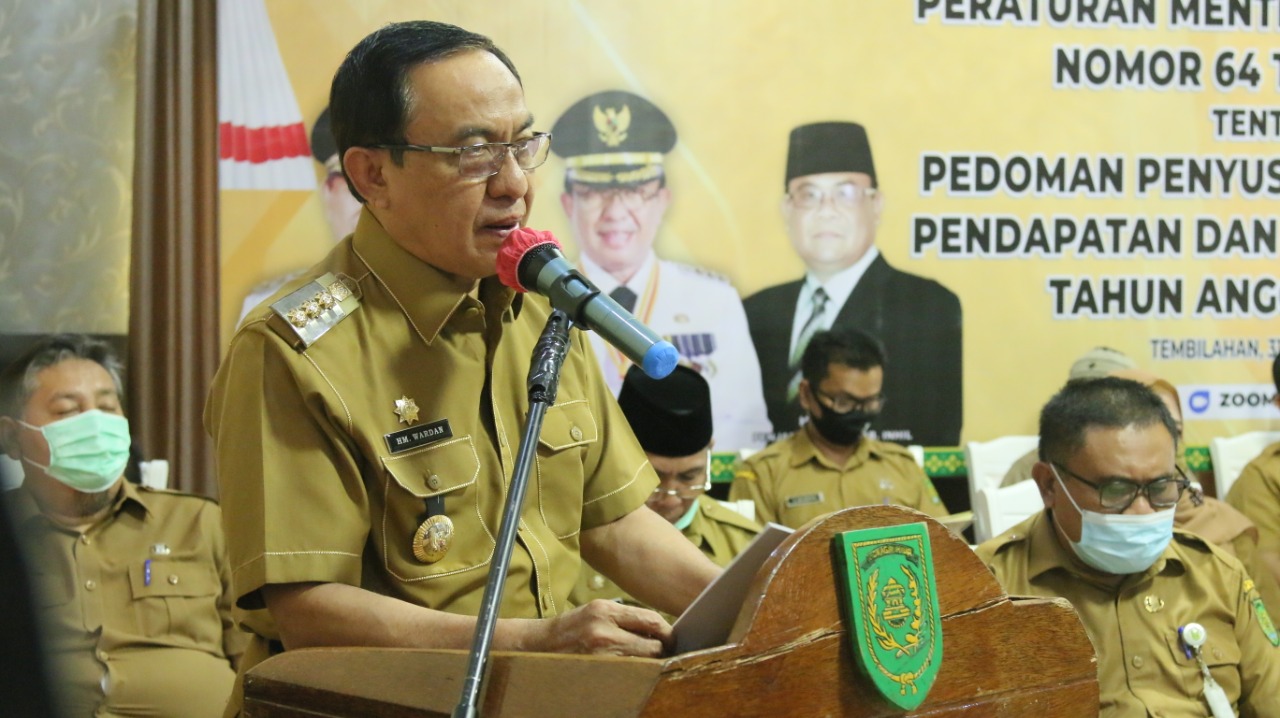 Pemkab Inhil Gelar Rapat Sosialisasi Peraturan Mendagri Nomor 64 Tahun 2020 Secara Virtual