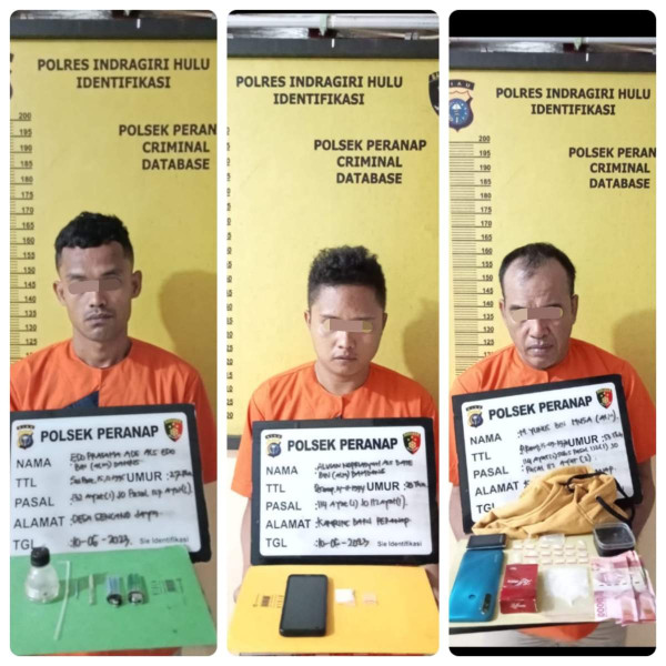 3 Warga Peranap Inhu Diduga Penikmat Sabu Dibekuk Polisi, 1 DPO