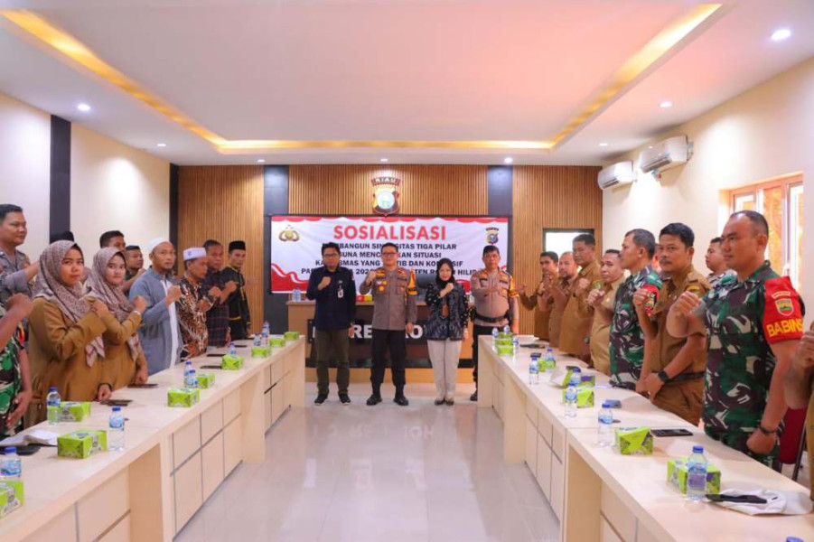 Ciptakan Pilkada Damai, Polres Rohil Gelar Sosialisasi Membangun Sinergitas Tiga Pilar