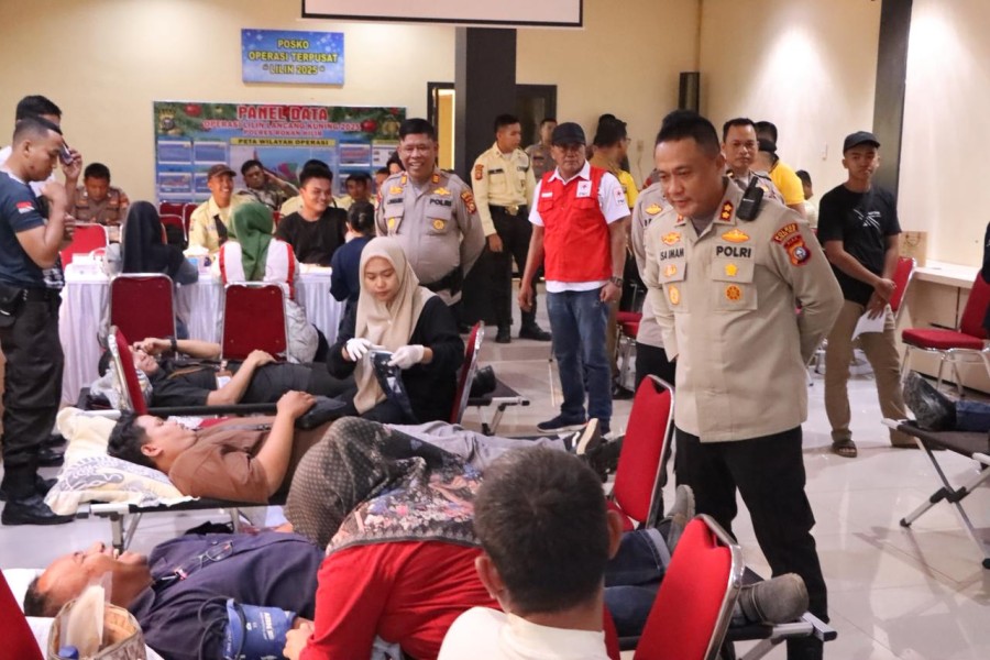 Peringati HUT Ke-45 Satpam, Polres Rohil Gelar Donor Darah