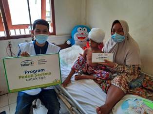 Rumah Yatim Bantu Ega, Bocah Kecelakaan Terlilit Mesin Pompong 