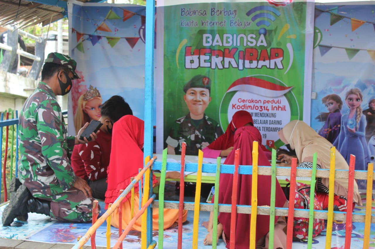 Dukung Pembelajaran Daring, Kodim 0314/Inhil Programkan Babinsa Berkibar