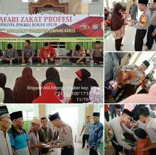 Kapolres Rohil Serahkan Zakat Profesi di Wilayah Simpang Kanan