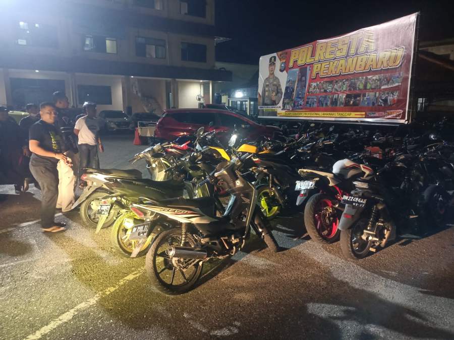 Puluhan Motor Gunakan Knalpot Brong Terjaring Razia di Pekanbaru