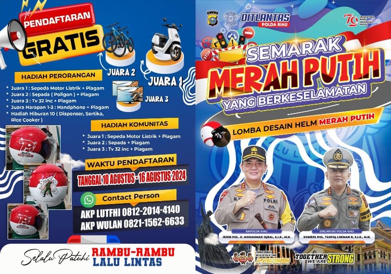 Polda Riau Gelar Lomba Desain Helm Merdeka Perayaan HUT RI ke-79, Ada Hadiah Motor Listrik