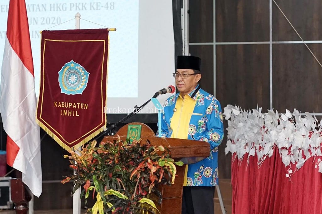 Hadiri HKG PKK ke-48, Bupati Inhil Nyatakan TP PKK Telah Berperan Aktif Bantu Pencegahan Covid-19