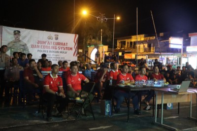 Gelar Nobar Indonesia vs Jepang, Polres Rohul Turut Sampaikan Pesan Pilkada Damai 2024