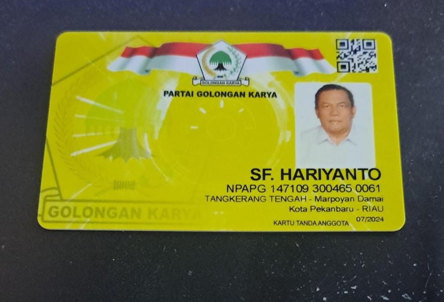 Perebutan Kursi Ketua Golkar Riau Memanas, Muncul Kartu Kader SF Hariyanto yang Dikeluarkan DPP