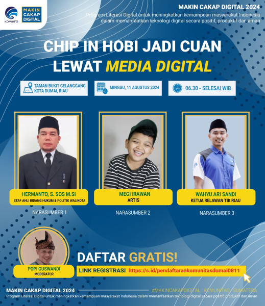 Diskusi Kominfo di Kota Dumai, Ajak Komunitas Tekuni Hobi Jadi Cuan Lewat Media Digital