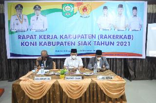 Buka Rakerkab KONI 2021, Husni Merza Berharap Porprov Riau ke XI di Siak