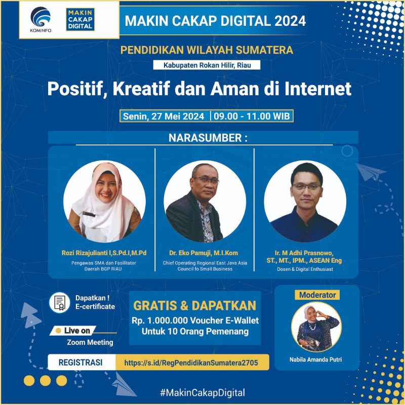 Webinar Kominfo di Rokan Hilir, Ajak Pelajar Positif, Kreatif, dan Aman di Internet