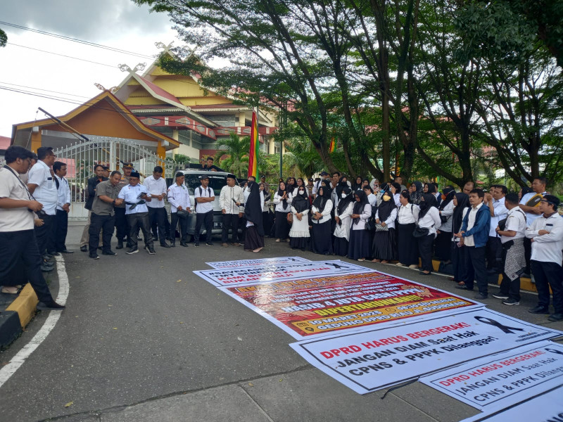 Ratusan CASN dan PPPK yang Lolos Seleksi 2024 Demo di DPRD Riau, Tolak Penundaan Pengangkatan