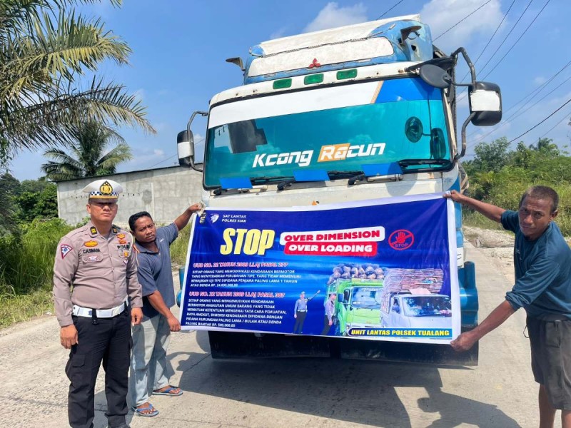 Dukung Program Nasional Zero Over Dimensi dan Overloading, Polsek Tualang Lakukan Sosialisasi
