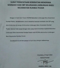 Sebut Pemko Tak Tanggung Jawab, Seluruh RW di Kelurahan Limbungan Baru Sepakat Tolak Bansos