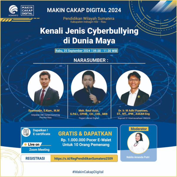 Webinar Kemkominfo di Indragiri Hilir: Kenali Jenis Cyberbullying di Dunia Maya