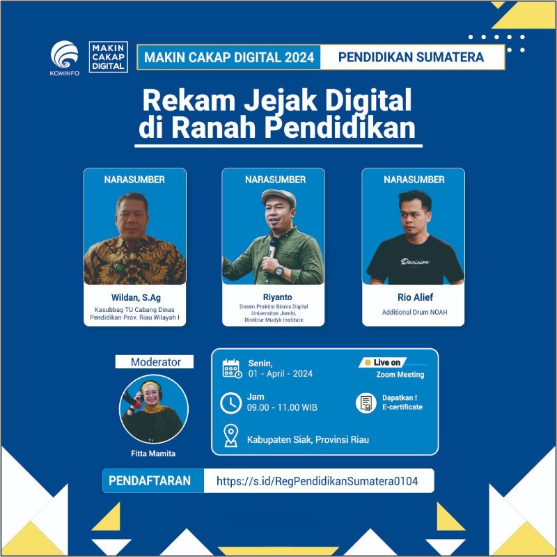 Ajak Pelajar Pahami Rekam Jejak Digital di Ranah Pendidikan, Kominfo Gelar Webinar di Siak