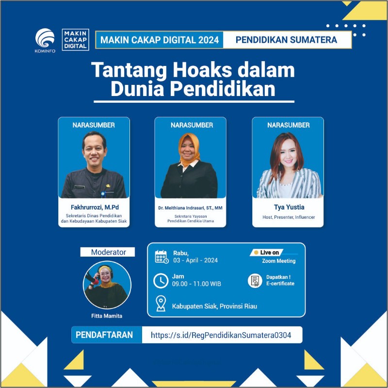 Webinar Kemenkominfo di Siak, Bahas Hoaks dalam Dunia Pendidikan