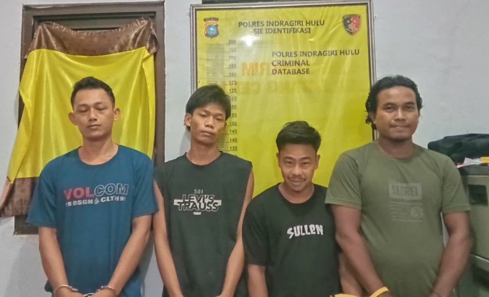 Polres Inhu Ringkus 4 Pengedar Sabu di Desa Anak Talang