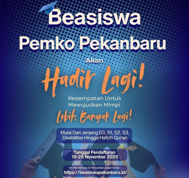 Pemko Pekanbaru Buka Pendaftaran Beasiswa Pendidikan Bagi Disabilitas Hingga Hafizh Qur'an