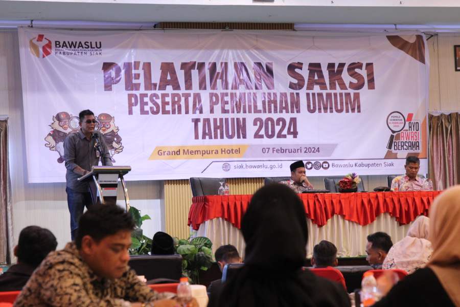 Pemungutan Suara Pemilu 2024 Tinggal Hitungan Hari, Bawaslu Siak Gelar Pelatihan Saksi