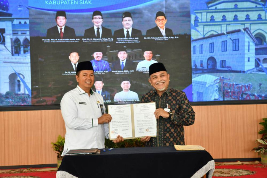 BRK Syariah dan BWI Kabupaten Siak Tandatangani Nota Kesepahaman dalam Rangkaian Launching Program Kota Wakaf