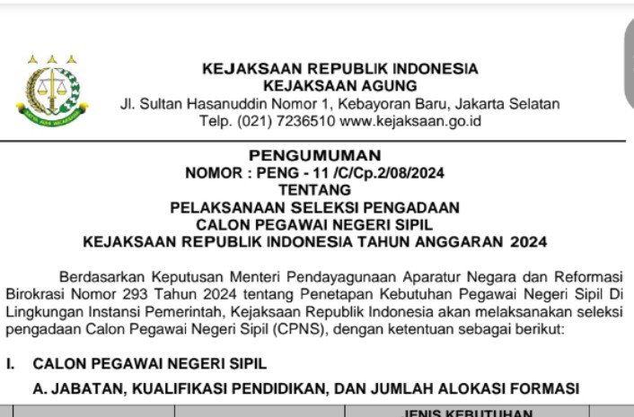 Bercita-cita Jadi PNS di Kejaksaan?, Ini Jadwal dan Syarat Pendaftarannya, Buruan!