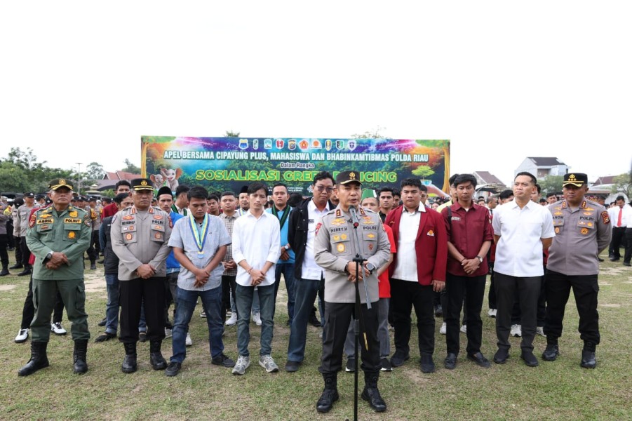 Gelar Apel Bersama Cipayung Plus, Polda Riau Sosialisasikan Program Green Policing