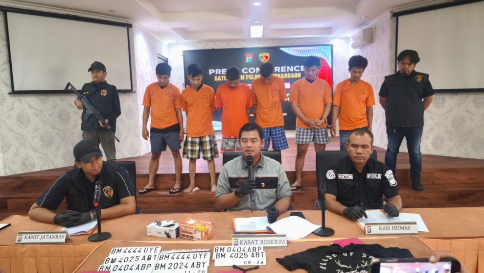 Polresta Pekanbaru Ungkap Kasus Curanmor 28 TKP, 6 Pelaku Berhasil Ditangkap