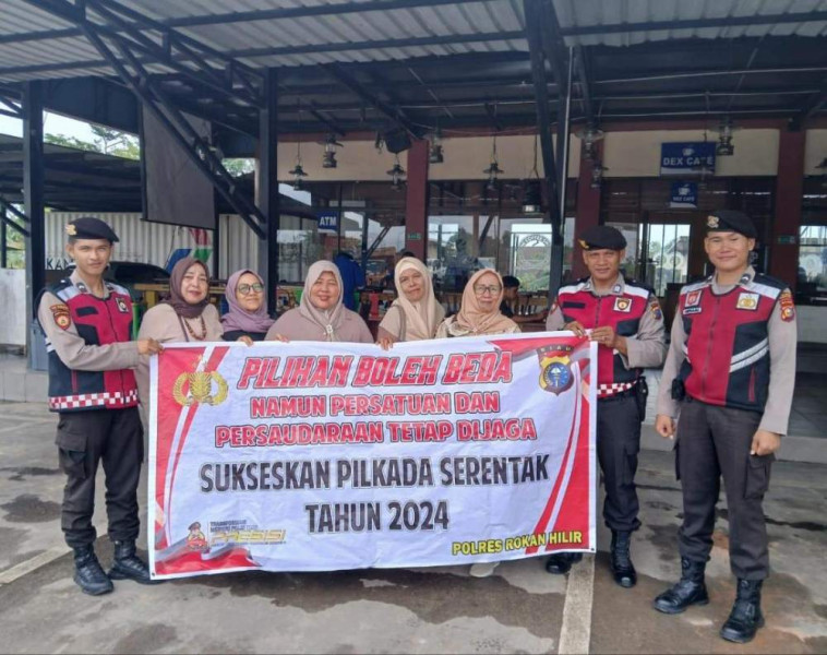 Samapta Polres Rohil Sosialiasi Pilkada Damai Ajak Masyarakat Tidak Terprovokasi Berita Hoax