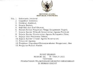 Kasus COVID-19 Melonjak, Menag Terbitkan Edaran Pembatasan Kegiatan di Rumah Ibadah