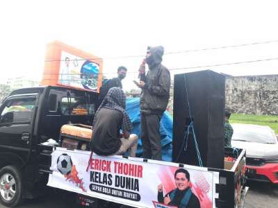 Dukung Erick Thohir Ketum PSSI, Warga Ternate Gelar Woro Woro Keliling Kota