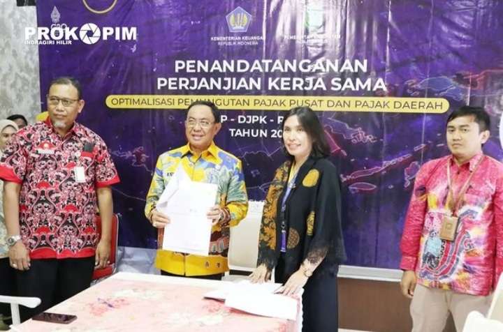 Bupati Inhil Tandatangani Kerjasama tentang Optimalisasi Pungutan Pajak Pusat dan Daerah
