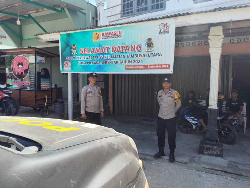 Patroli Polsek Tambusai Utara di Kantor Panitia Penyelenggara Pemilu Pilkada 2024