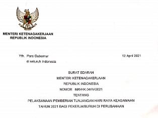 Menaker Terbitkan Edaran THR Wajib Dibayar Penuh