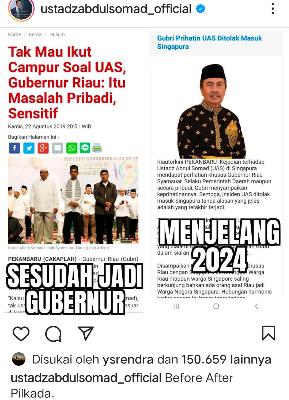 Viral! Caption Before After Pilkada IG Milik UAS Menyentil, Felixsiauw: Keras