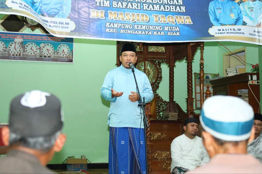 Safari Ramadan di Kemuning Muda Wabup Husni Bilang Stok Beras di Siak Aman