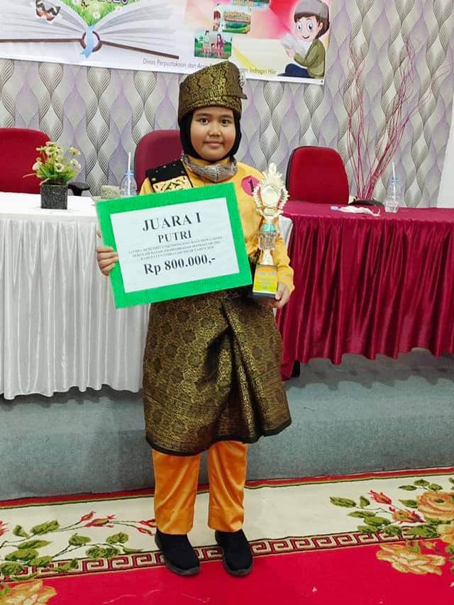 Juara di Kabupaten, Jihan Wakili Inhil Ikuti Lomba Mendongeng Tingkat Provinsi Riau