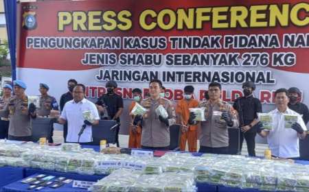 Polda Riau Gagalkan Peredaran Narkoba 276 kg, Lumpuhkan 1 Pelaku dengan Timah Panas