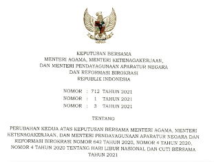 Hari Libur Nasional dan Cuti Bersama Tahun 2021 Terjadi Perubahan