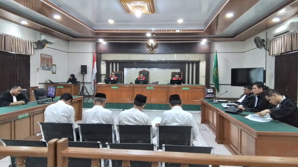 Dituntut 8,5 dan 9, 5 Tahun,  Empat Terdakwa Dugaan Korupsi Rehabilitasi Gedung Politeknik KP Dumai Sampaikan Pledoi