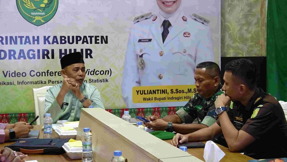 Bupati Inhil Ikuti Rakor Pengendalian Inflasi Daerah Bersama Kemendagri Secara Virtual