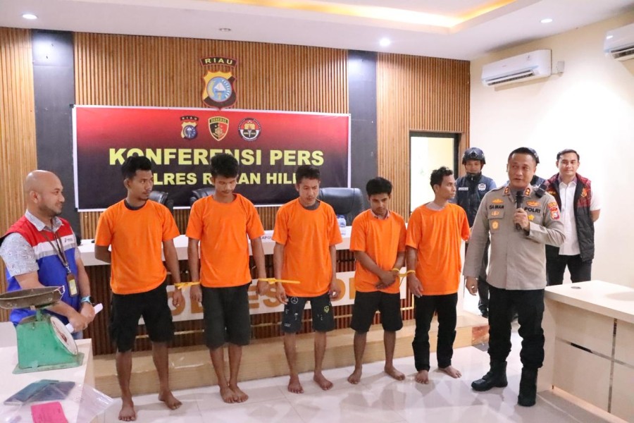 Polres Rohil Ungkap Jaringan Pencuri Kabel Reda Milik PHR, Lima Tersangka Diamankan
