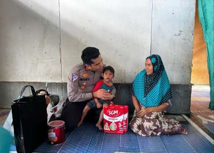 Polres Inhu Bantu Anak Penderita Stunting