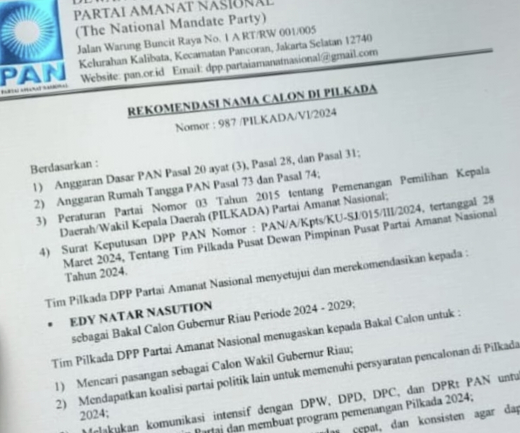 Selain Nasir dan Irvan Herman, PAN Rekomendasikan Edy Natar Nasution untuk Pilgubri