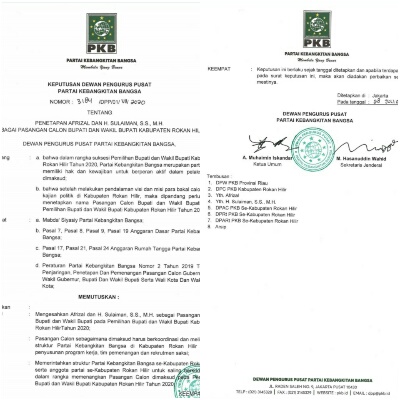 SK dari PKB Terbit Lebih Awal, Afrizal-Sulaiman Yakin PKB Dapat Kawan Sejalan di Pilkada Rohil 