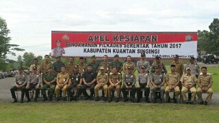 Bupati Kuansing H.Mursini Pimpin Apel Kesiapan Pengamanan Pilkades Serentak