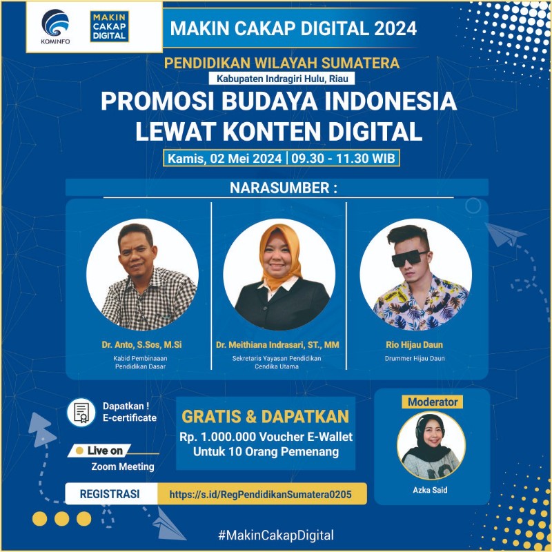 Bagi Tips Promosi Budaya Lewat Konten Digital, Kemenkominfo Gelar Webinar di Inhu