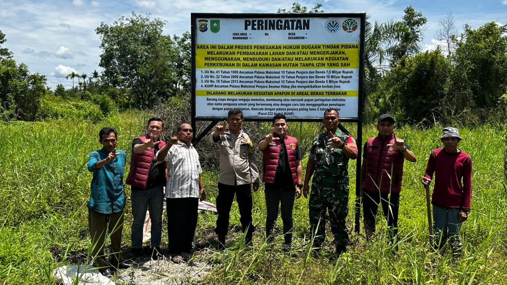 Cegah Karhuta, Polisi Pasang Plang Peringatan di Rumbai Pekanbaru